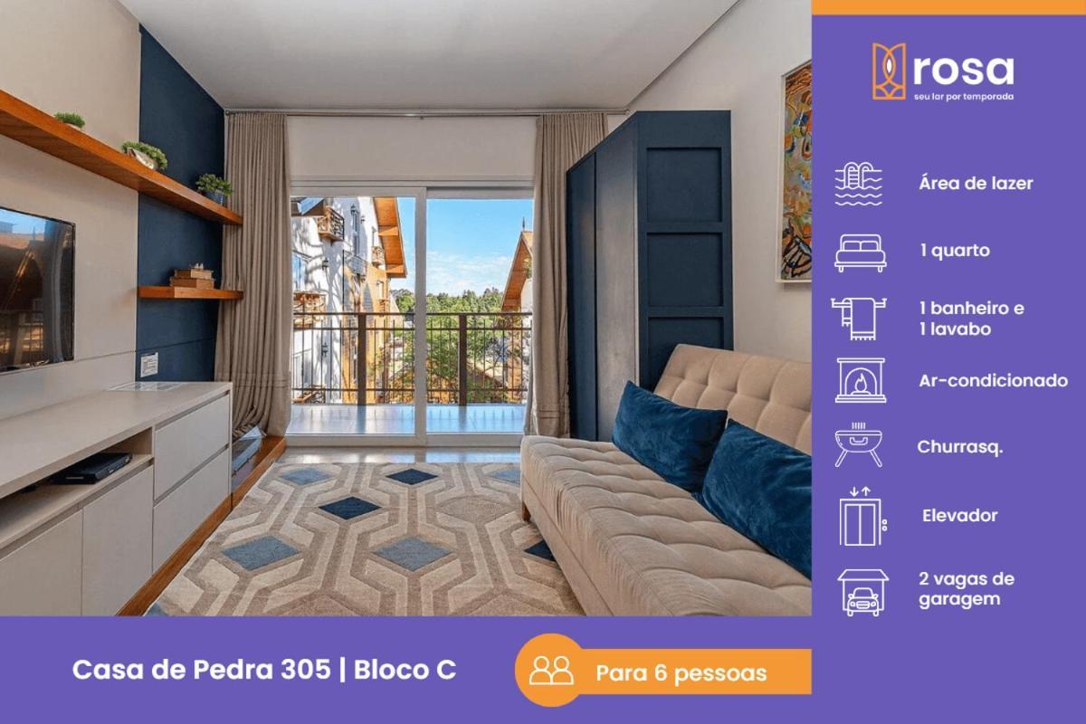 Rosa Edificio Casa De Pedra Leilighet Gramado Eksteriør bilde